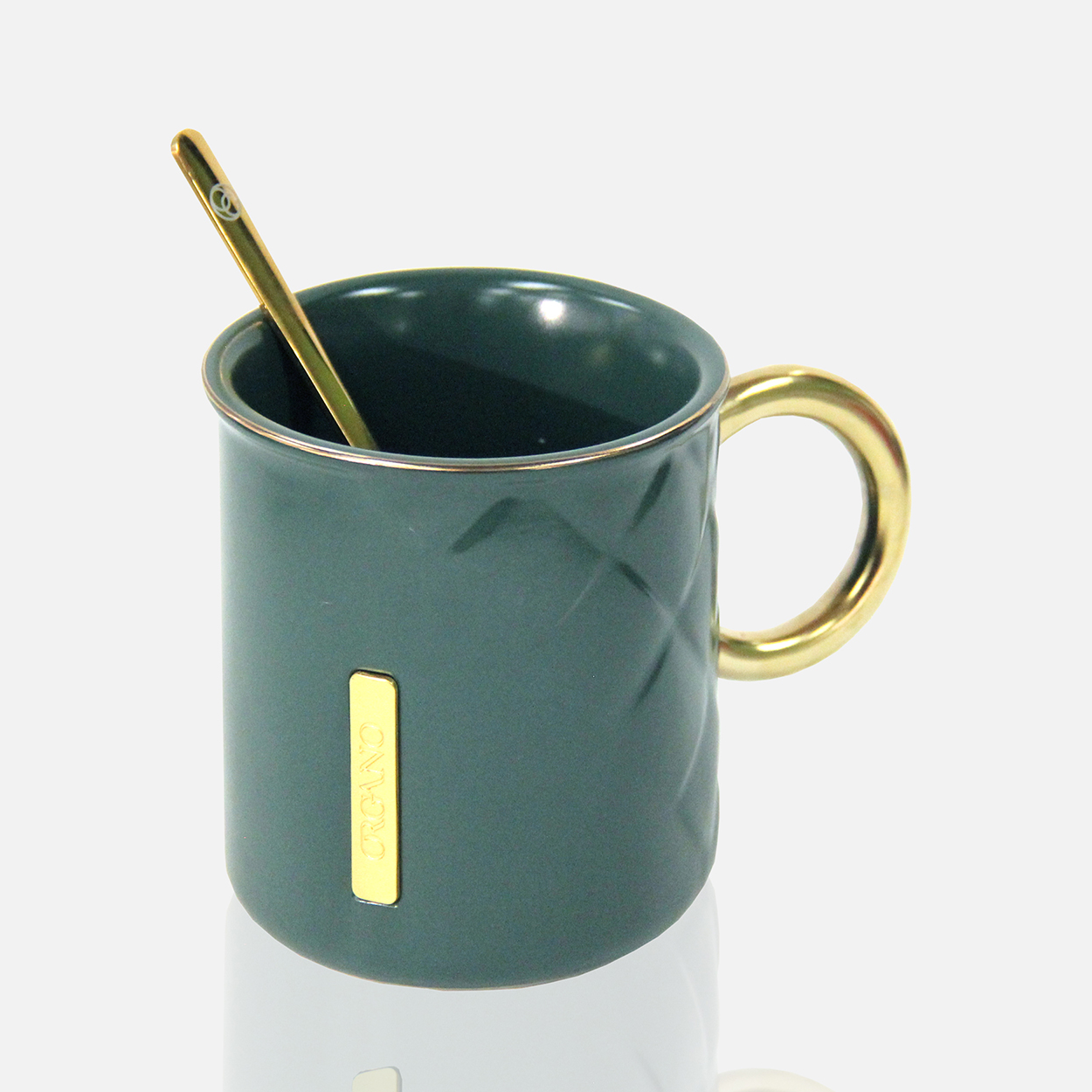 Organo green Ceramic Mug w/Spoon